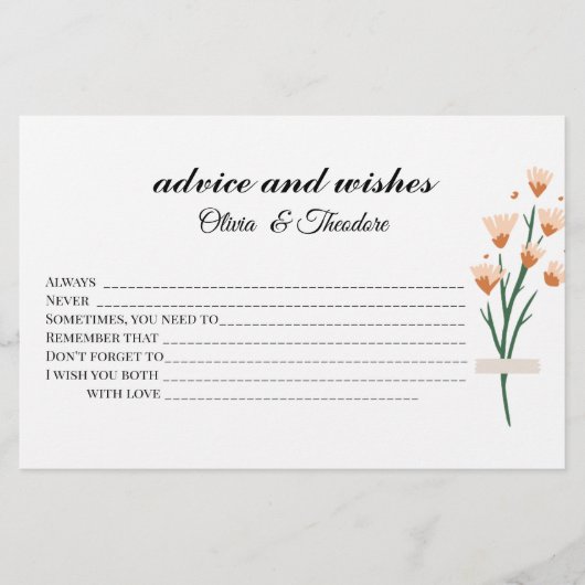 ラブリーワイルドフラワーブライダルアドバイスとウィッシュズカード 便箋 (正面)