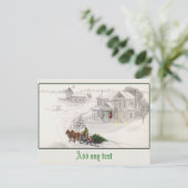 ラブリーヴィンテージイラストレーション雪のシーン ポストカード (スタンド正面)