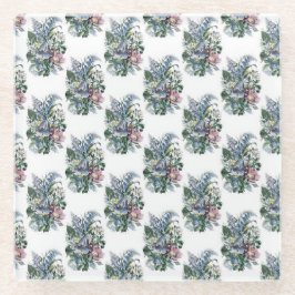 ラブリーヴィンテージカントリーブーケパターンコースター ガラスコースター