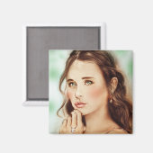 ラブリーヴィンテージガールスクエアマグネット – レディ・オブ・春 マグネット (正面/裏面)