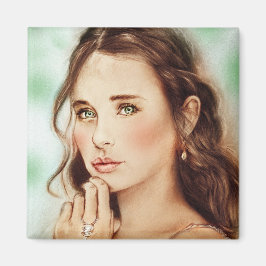 ラブリーヴィンテージガールスクエアマグネット – レディ・オブ・春 マグネット