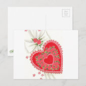 ラブリーヴィンテージピンクローズ&レースポストカード ポストカード (正面/裏面)