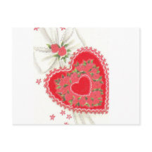 ラブリーヴィンテージピンクローズ&レースポストカード