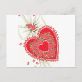 ラブリーヴィンテージピンクローズ&レースポストカード ポストカード