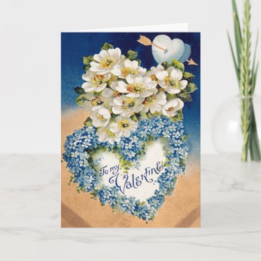 ラブリーヴィンテージ花ハートバレンタインデーのカード シーズンカード (正面)