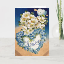 ラブリーヴィンテージ花ハートバレンタインデーのカード