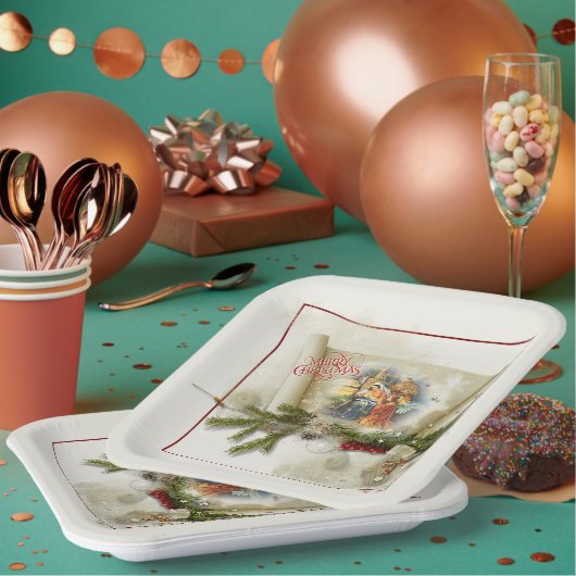 ラブリー出生カスタムコラージュ ペーパープレート (複数)