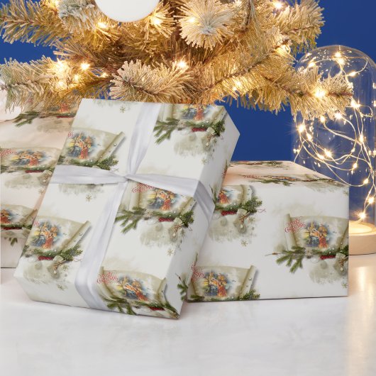 ラブリー出生カスタムコラージュ ラッピングペーパー (クリスマス)