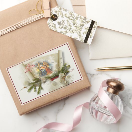 ラブリー出生カスタムコラージュ 長方形シール (ギフト)