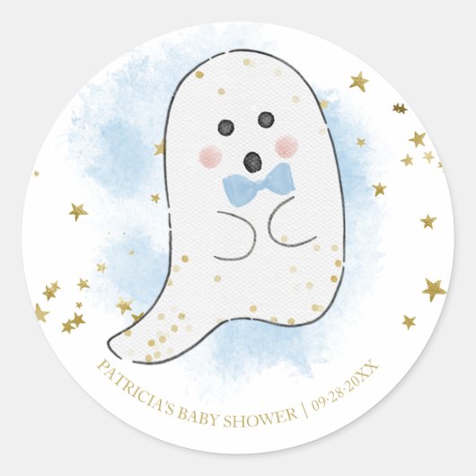 ラブリー幽霊ハロウィーンガールベビーシャワークラシックRo ラウンドシール (正面)