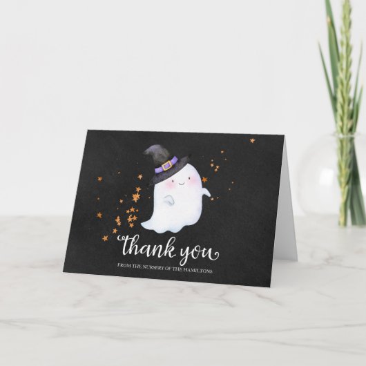 ラブリー幽霊ハロウィーンベビーシャワーサンキューカード カード (正面)