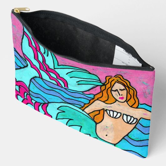ラブリー抽象芸術アートマーメイド アクセサリーポーチ (見開き)
