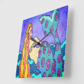 ラブリー抽象芸術マーメイドアート スクエア壁時計 (傾斜)