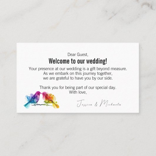 ラブリー文字アットザバックレインボーブバード プレイスカード (裏面)