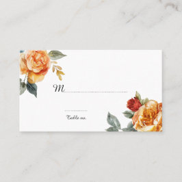 ラブリー文字@バックマーブルドリームオレンジバラ プレイスカード