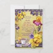 ラブリー春ティーパーティーバースデーパーティ招待状 招待状 (正面)