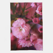 ラブリー春ピンクさくらんぼの花 キッチンタオル (縦)
