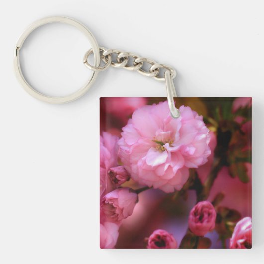 ラブリー春ピンクさくらんぼの花 キーホルダー (正面)