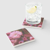 ラブリー春ピンクさくらんぼの花 ストーンコースター (横)