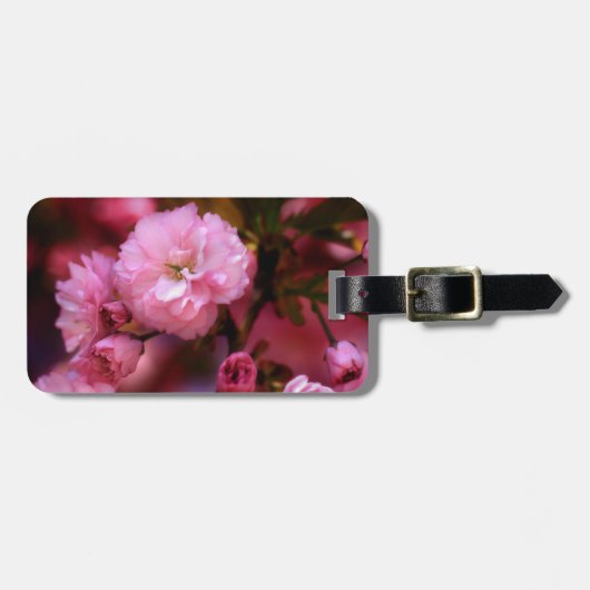 ラブリー春ピンクさくらんぼの花 ラゲッジタグ (正面横)