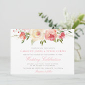 ラブリー春ピーチフローラ結婚式招待状 招待状 (スタンド正面)