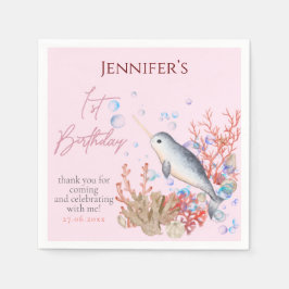 ラブリー海ベビーナルフアルシーシェルスバースデーパーティー スタンダードカクテルナプキン