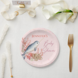 ラブリー海ベビーナルフアルシーシェルズベビーシャワーパ ペーパープレート