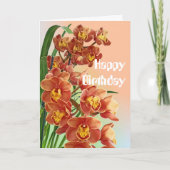 ラブリー深いオレンジウィンターオーキズ誕生日カード カード (正面)