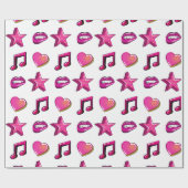 ラブリー漫画ブックスタイルキススター音楽ハート ラッピングペーパー (フラット)
