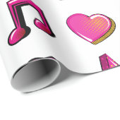 ラブリー漫画ブックスタイルキススター音楽ハート ラッピングペーパー (ロールコーナー)