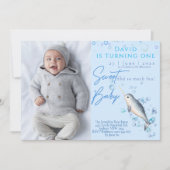 ラブリー男の赤ちゃんナルファル1st誕生日パーティー 招待状 (正面)