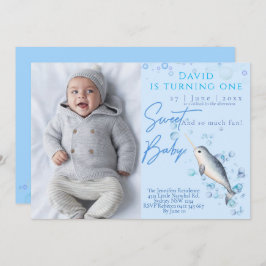 ラブリー男の赤ちゃんナルファル1st誕生日パーティー 招待状