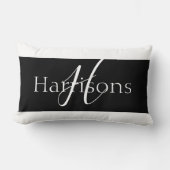 ラブリー白黒モノグラムエレガントファミリー ランバークッション (正面)