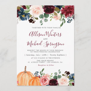 ラブリー秋フローラ結婚式招待状 招待状