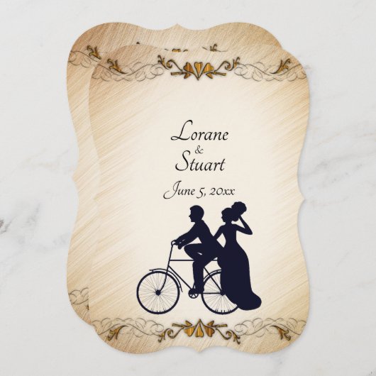 ラブリー素朴シクル結婚のテーマ招待状 招待状 (正面/裏面)