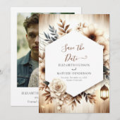 ラブリー素朴タイポグラフィ結婚ズ セーブザデート (正面/裏面)