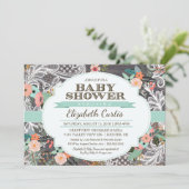 ラブリー素朴フローラ&レースボホーベビーシャワー 招待状 (スタンド正面)