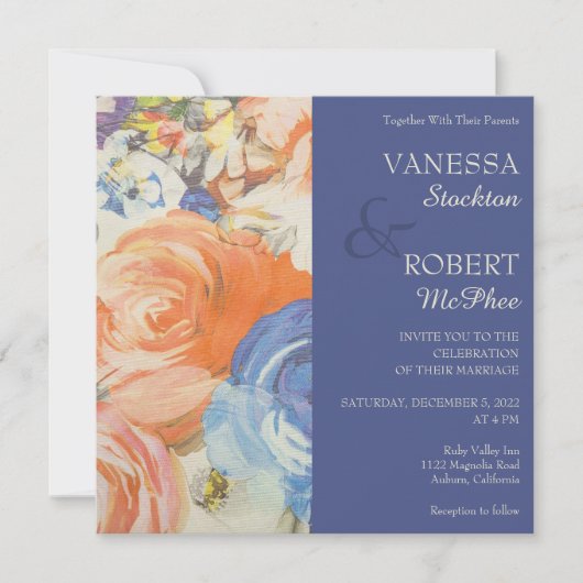 ラブリー色彩の鮮やかフローラ結婚式招待状 招待状 (正面)