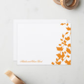 ラブリー葉サンキューカードフラット-オレンジ ノートカード (正面/裏面インサイチュ)