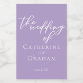 ラブリー薄紫パープル結婚ズパーソナライズされたミニ ワインラベル (シングルラベル)