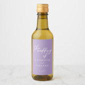 ラブリー薄紫パープル結婚ズパーソナライズされたミニ ワインラベル (正面)