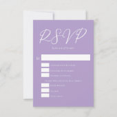 ラブリー薄紫紫色の白結婚縦型 出欠カード (正面)