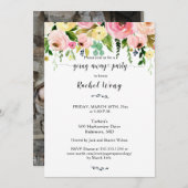 ラブリー赤面フローラ移動遠くにパーティー写真 招待状 (正面/裏面)