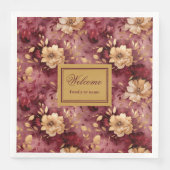 ラブリー赤面ブルゴーニュカスタム金ゴールド布ナプキンセット (正面)