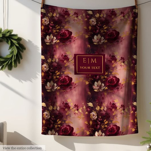 ラブリー赤面ブルゴーニュ金ゴールドウォーターパーソナライズされたカラー フリースブランケット