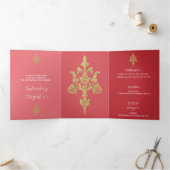 ラブリー金ゴールドグリッターキンセアニェラ 三つ折り招待状 (内部)