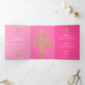 ラブリー金ゴールドグリッターキンセアニェラ 三つ折り招待状 (内部)