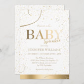 ラブリー金ゴールドベビー散水シャワー 招待状 (正面/裏面)