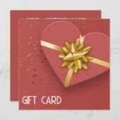 ラブリー金ゴールドボウ赤いハートギフトボックスギフトカード (正面/裏面)