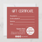 ラブリー金ゴールドボウ赤いハートギフトボックスギフトカード (裏面)